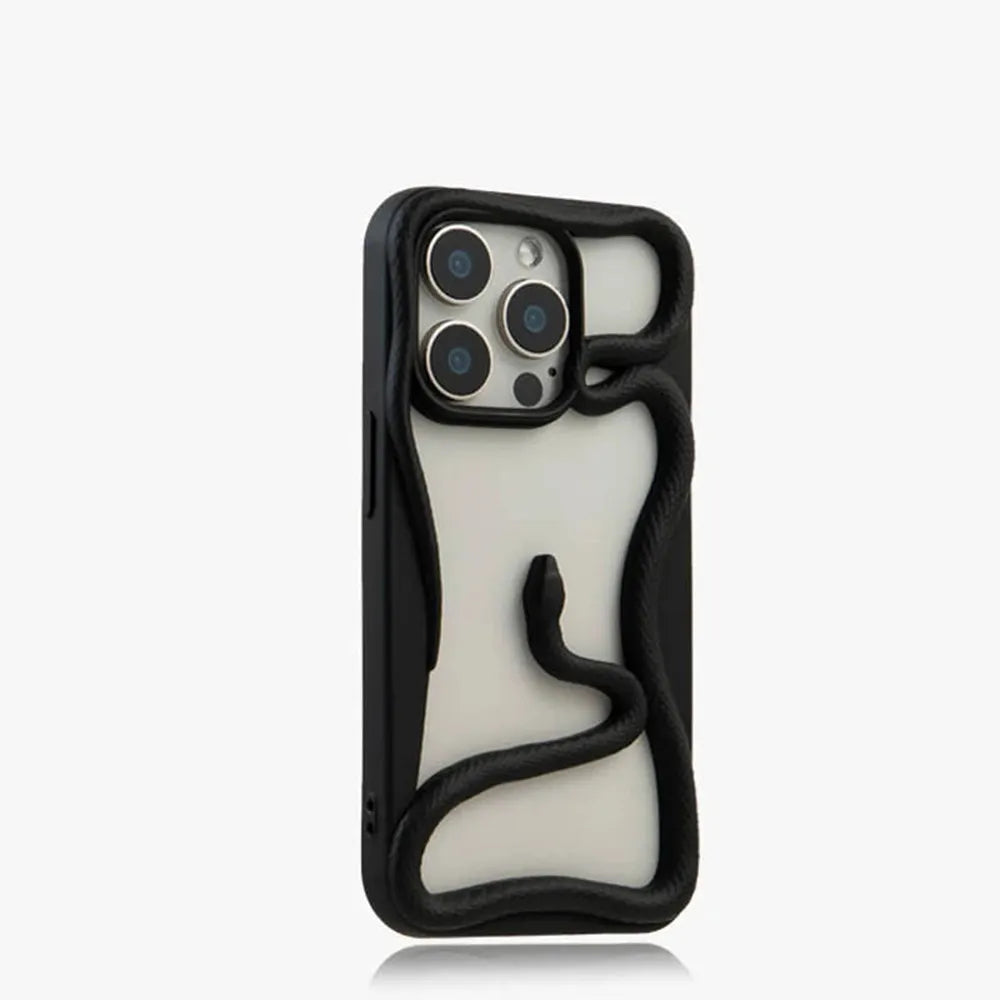 iPhone Hoesje met Slangpatroon en Verstevigde Bumper – Matte en Verchroomde Afwerking voor iPhone 12-17 | Sansoti