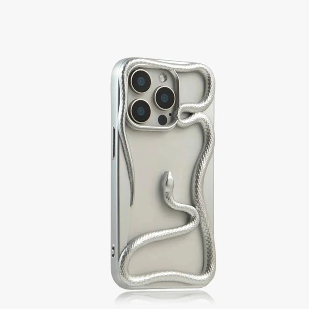 iPhone Hoesje met Slangpatroon en Verstevigde Bumper – Matte en Verchroomde Afwerking voor iPhone 12-17 | Sansoti