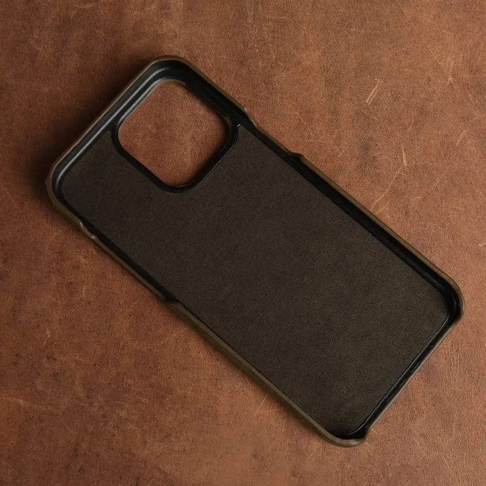 Leather iPhone Case, MagSafe Compatible, Vintage Crazy Horse Leather, Wireless Charging, Protection for 13 14 15 16 17 Series | Sansoti