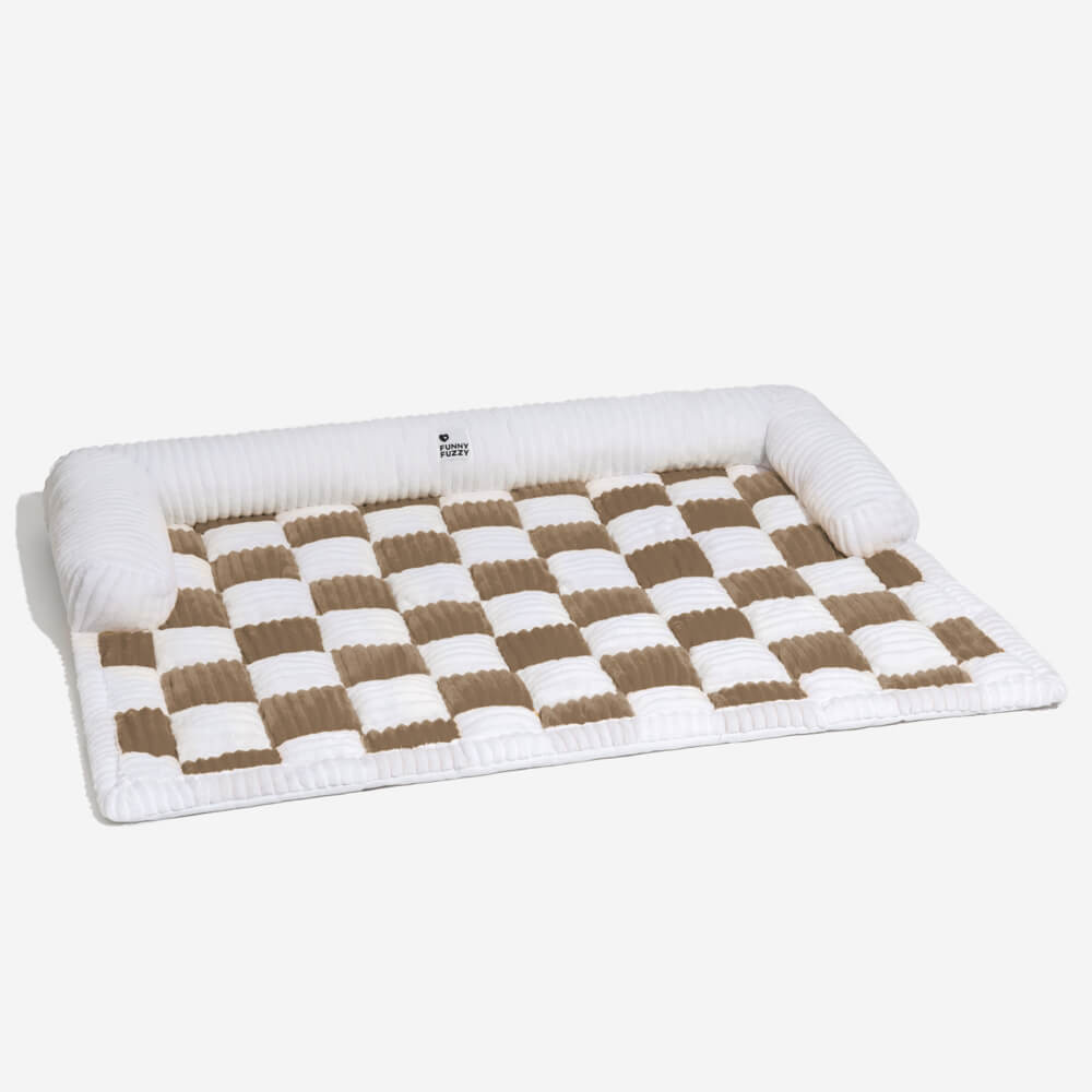 Geruit Hondenkussen Vierkant Beschermhoes Bank Meubels Huisdier 61×70 cm Crème Beige Bruin Koffie Grijs | Sansoti
