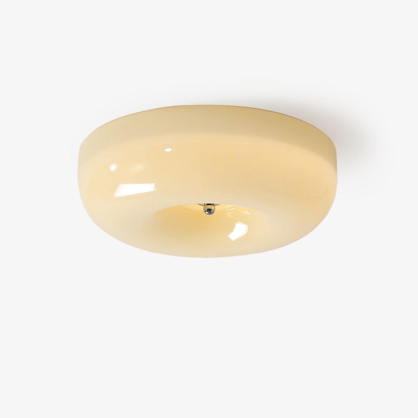 Plafondlamp Melkglas 32–46 cm | Glazen Bol met Zilveren Accent | Dimbare Plafondverlichting Warm Wit | Sansoti