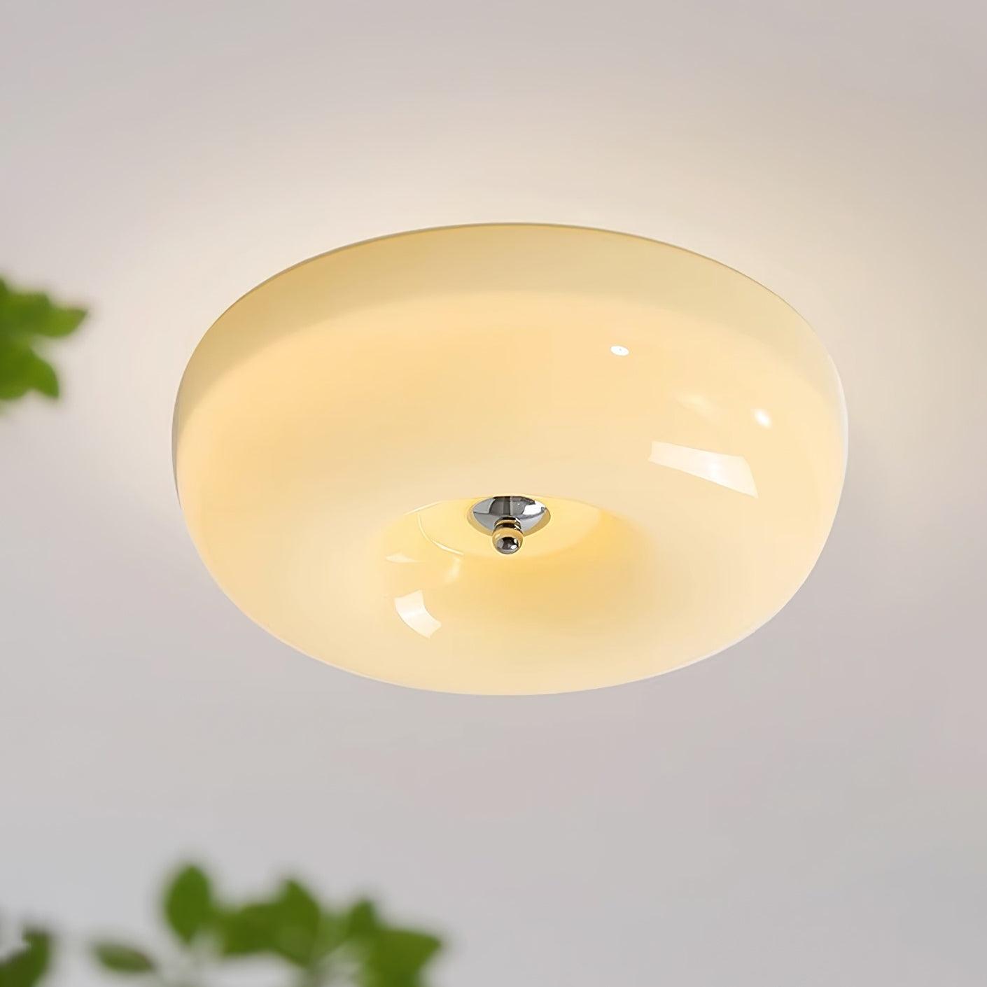Deckenleuchte Glas LED Metall Weiß Wohnzimmer Schlafzimmer Flur Runde Glas-Deckenlampe Moderne Deckenleuchte | Restfield