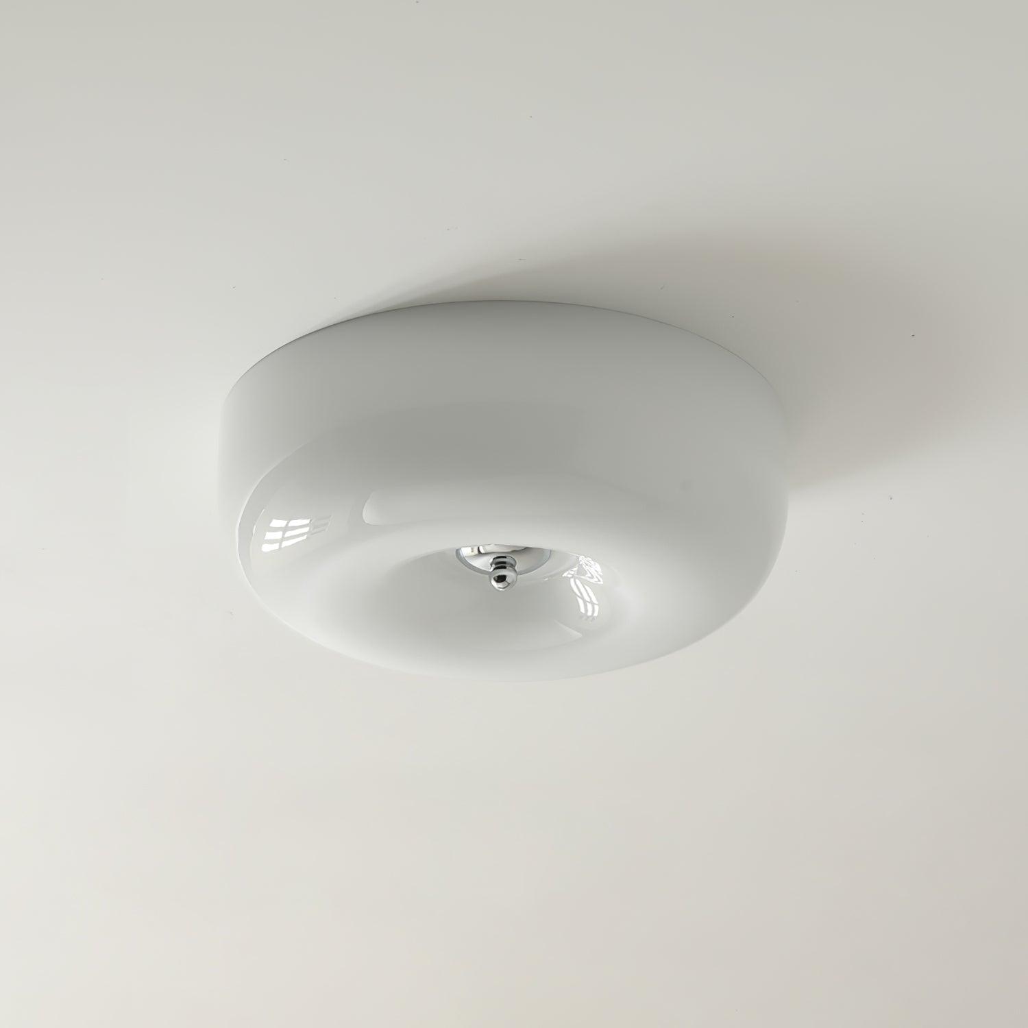 Plafondlamp Melkglas 32–46 cm | Glazen Bol met Zilveren Accent | Dimbare Plafondverlichting Warm Wit | Sansoti