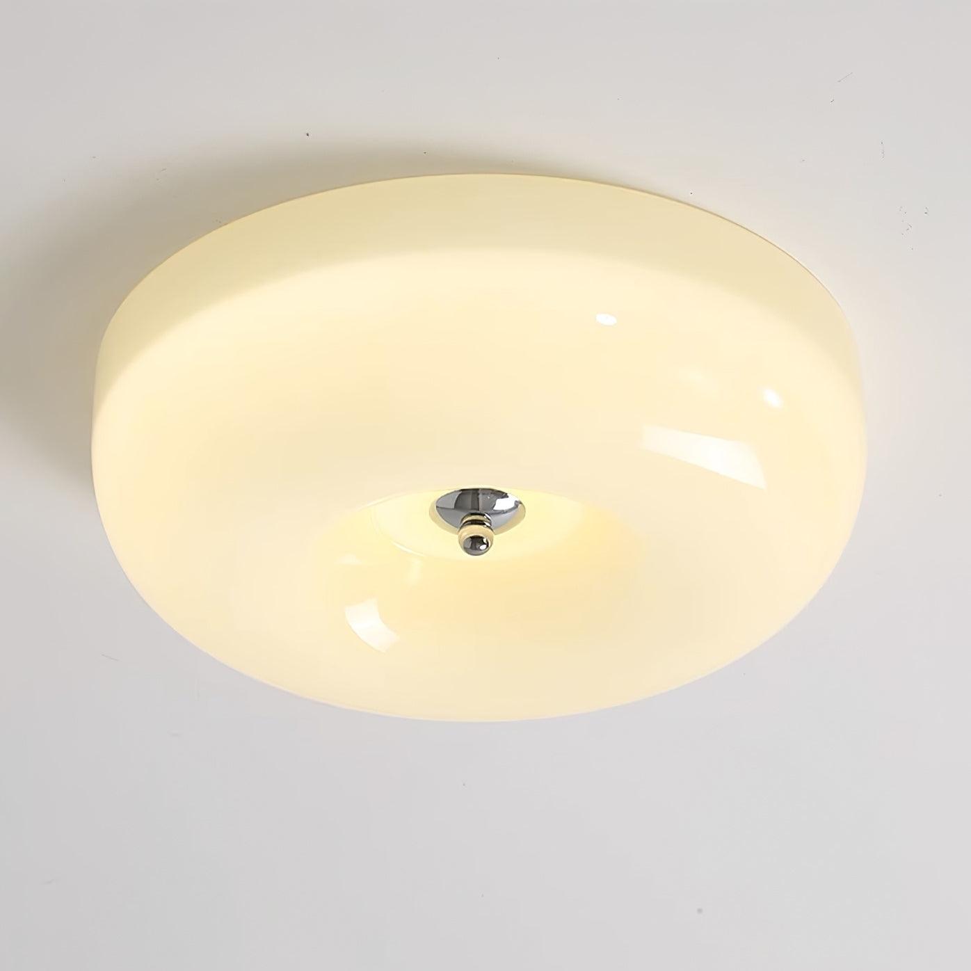 Plafondlamp Melkglas 32–46 cm | Glazen Bol met Zilveren Accent | Dimbare Plafondverlichting Warm Wit | Sansoti