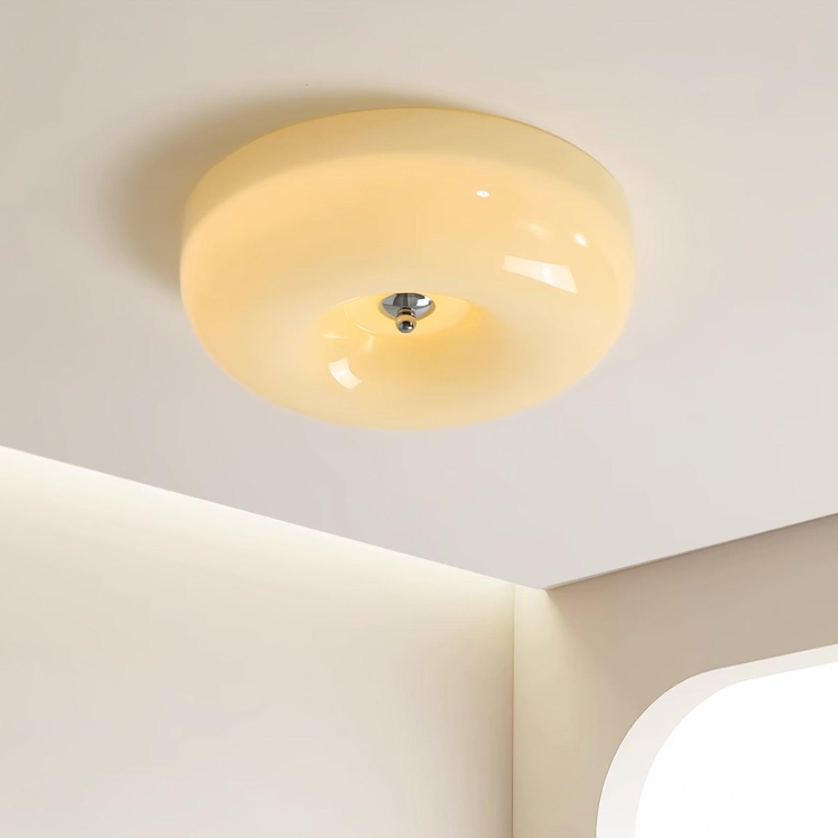 Deckenleuchte Glas LED Metall Weiß Wohnzimmer Schlafzimmer Flur Runde Glas-Deckenlampe Moderne Deckenleuchte | Restfield