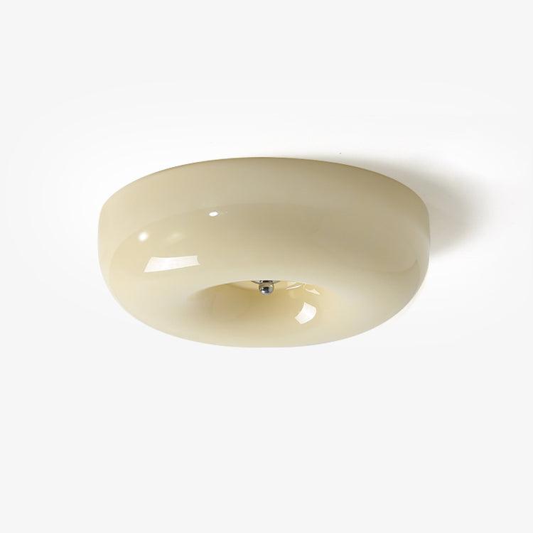 Plafondlamp Melkglas 32–46 cm | Glazen Bol met Zilveren Accent | Dimbare Plafondverlichting Warm Wit | Sansoti