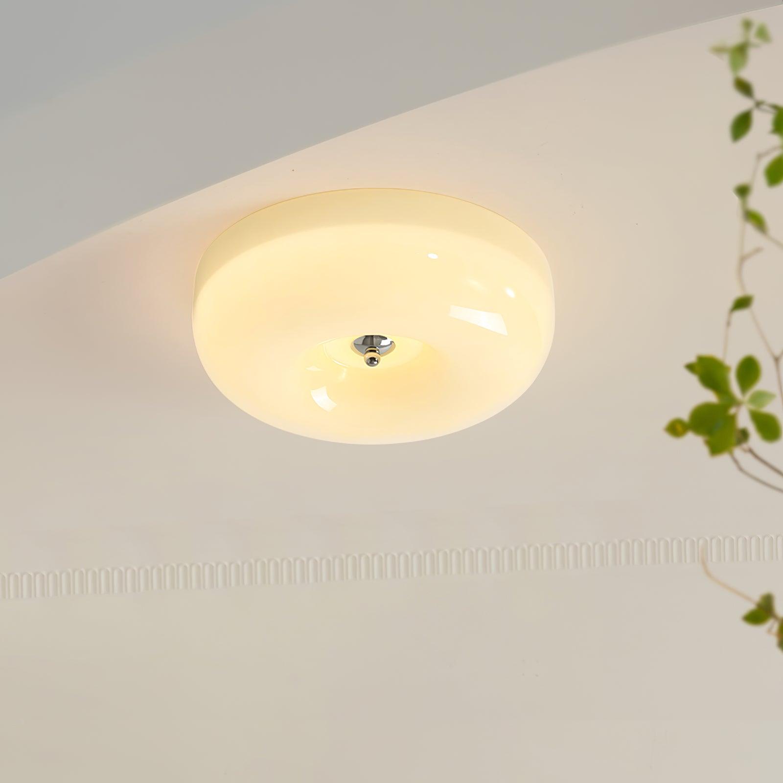 Deckenleuchte Glas LED Metall Weiß Wohnzimmer Schlafzimmer Flur Runde Glas-Deckenlampe Moderne Deckenleuchte | Restfield