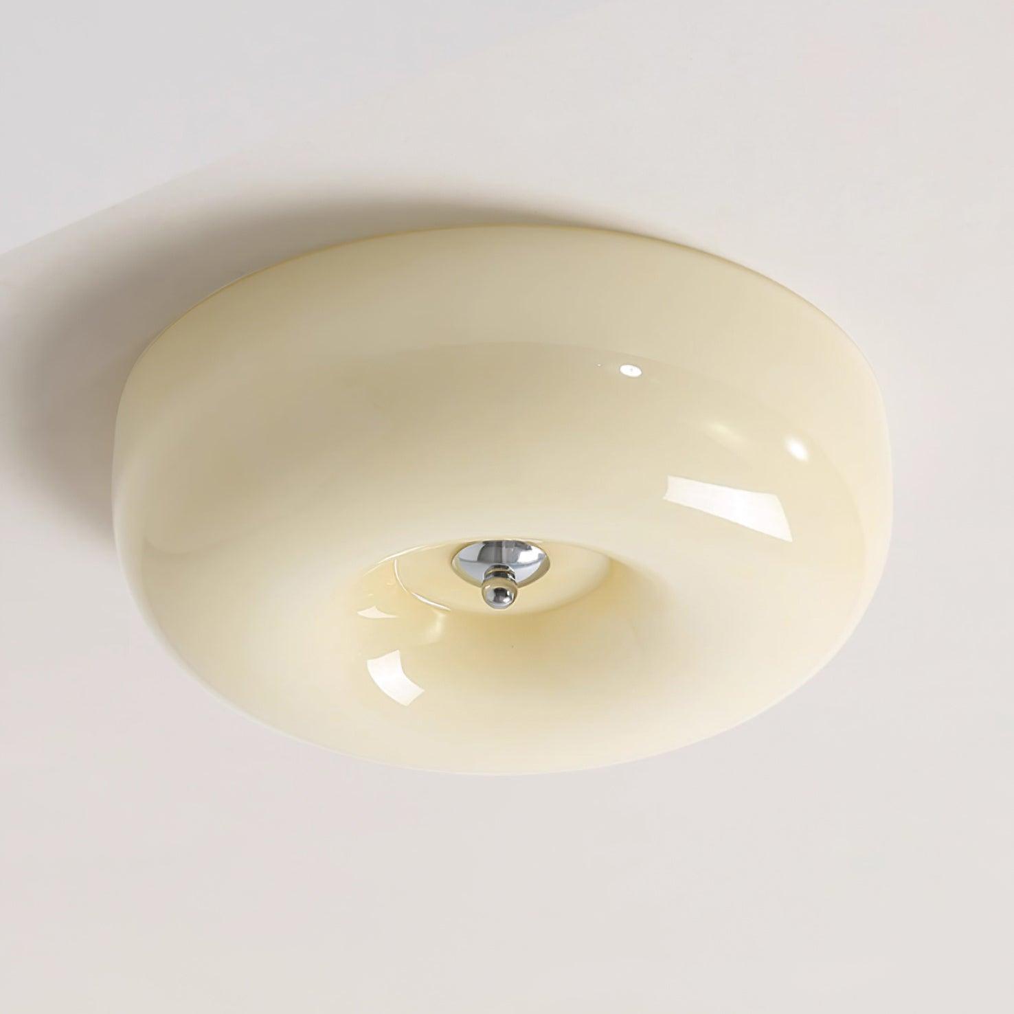 Plafondlamp Melkglas 32–46 cm | Glazen Bol met Zilveren Accent | Dimbare Plafondverlichting Warm Wit | Sansoti