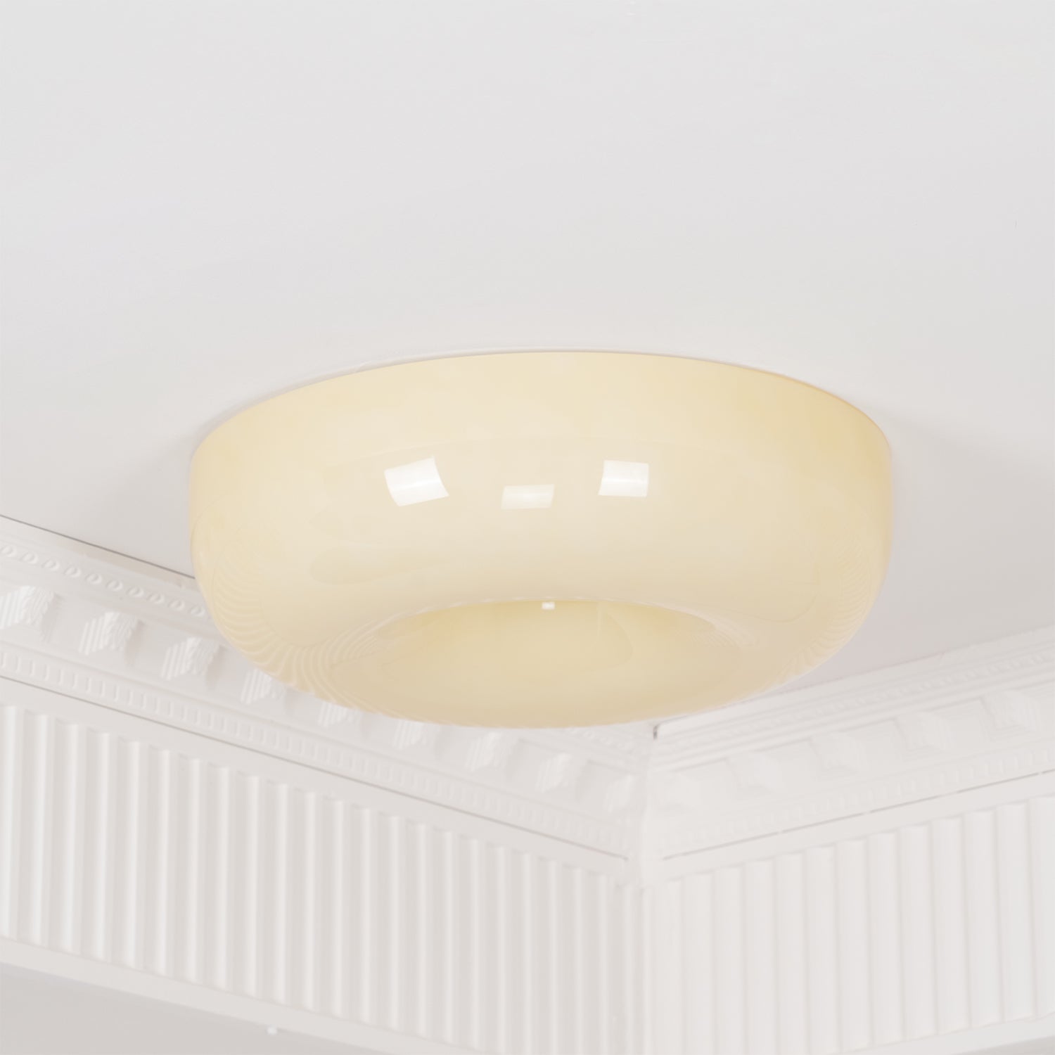 Plafondlamp Melkglas 32–46 cm | Glazen Bol met Zilveren Accent | Dimbare Plafondverlichting Warm Wit | Sansoti
