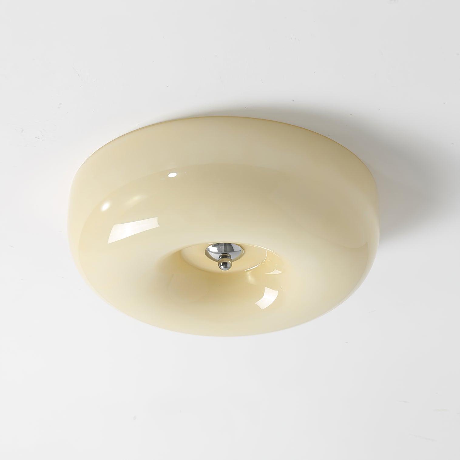 Plafondlamp Melkglas 32–46 cm | Glazen Bol met Zilveren Accent | Dimbare Plafondverlichting Warm Wit | Sansoti