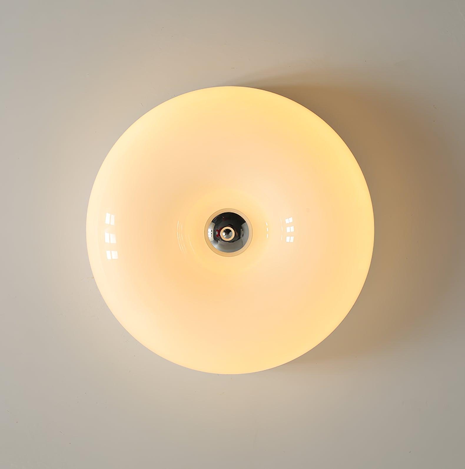 Plafondlamp Melkglas 32–46 cm | Glazen Bol met Zilveren Accent | Dimbare Plafondverlichting Warm Wit | Sansoti