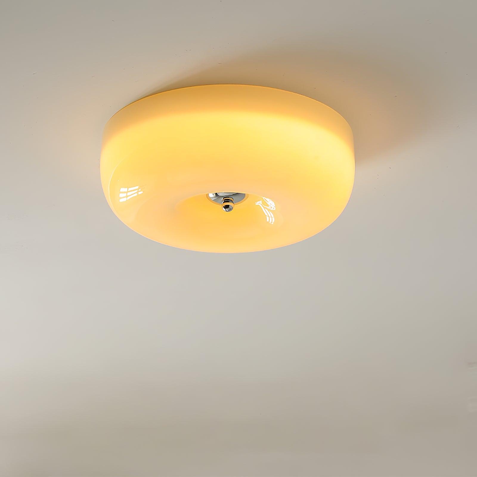 Plafondlamp Melkglas 32–46 cm | Glazen Bol met Zilveren Accent | Dimbare Plafondverlichting Warm Wit | Sansoti