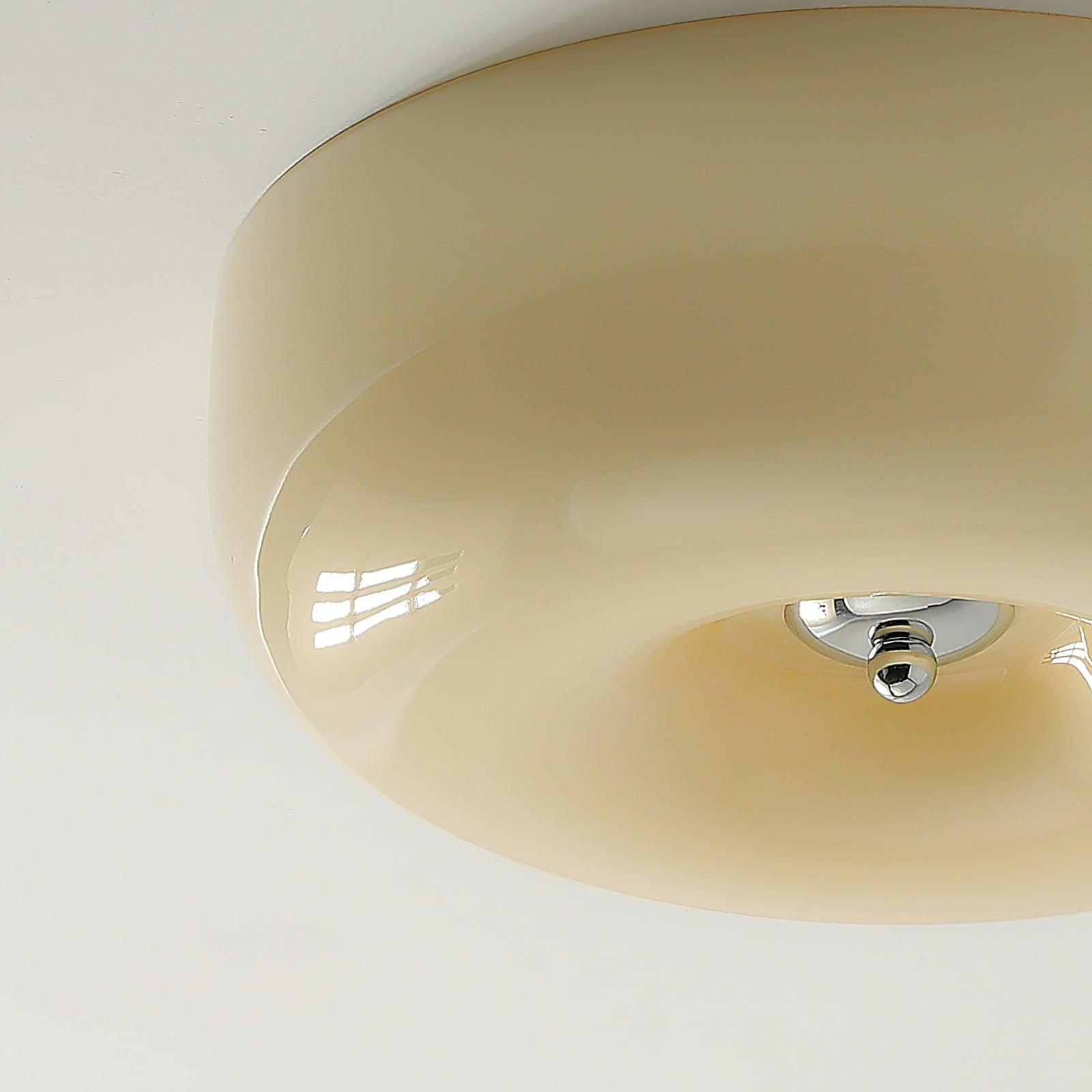 Plafondlamp Melkglas 32–46 cm | Glazen Bol met Zilveren Accent | Dimbare Plafondverlichting Warm Wit | Sansoti