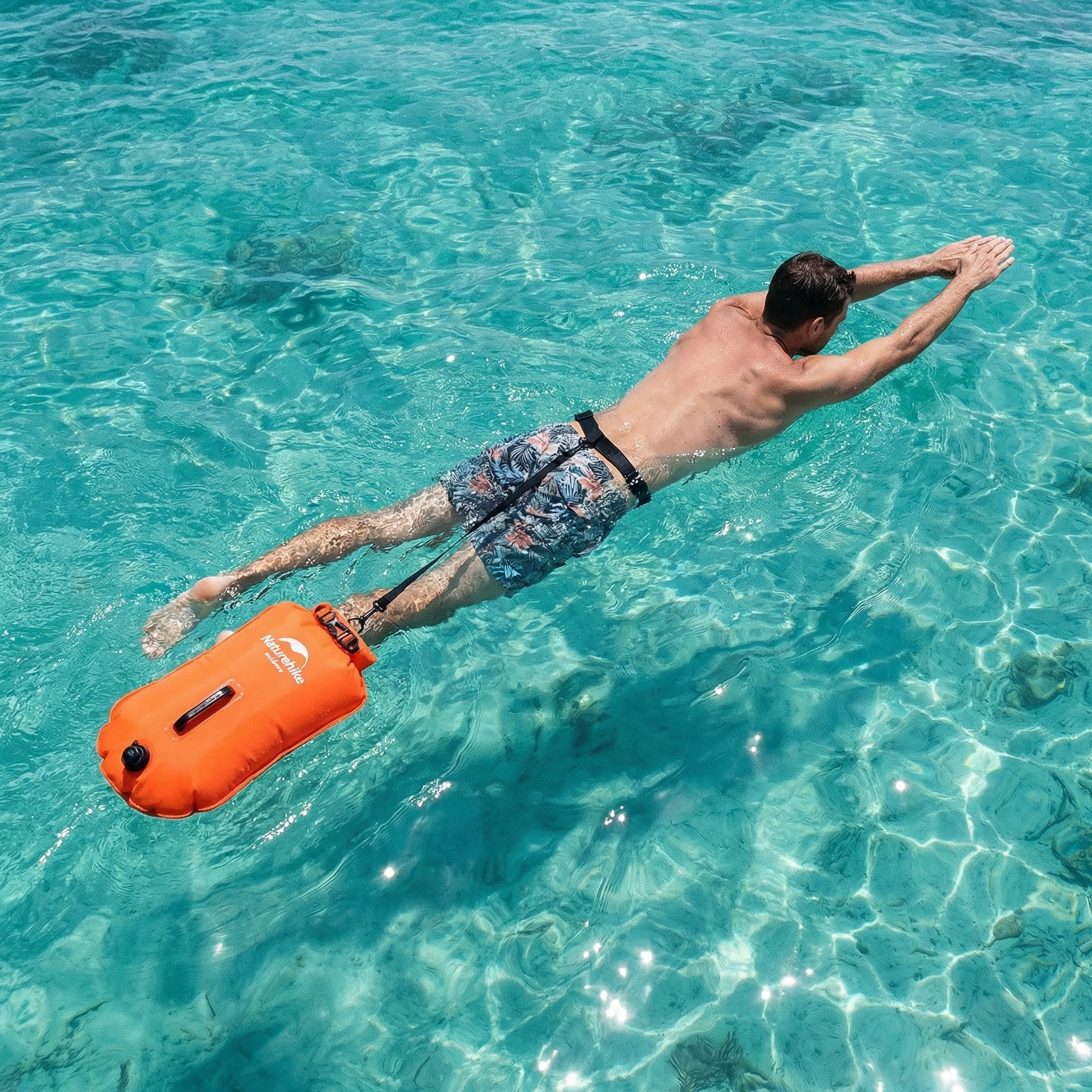 Zwemboeisignaalbaken Waterdicht Opbergvak Oranje Roze Sleeplijn Veiligheid Openwater Zwemmen Training Triathlon Zichtbaar | Sansoti