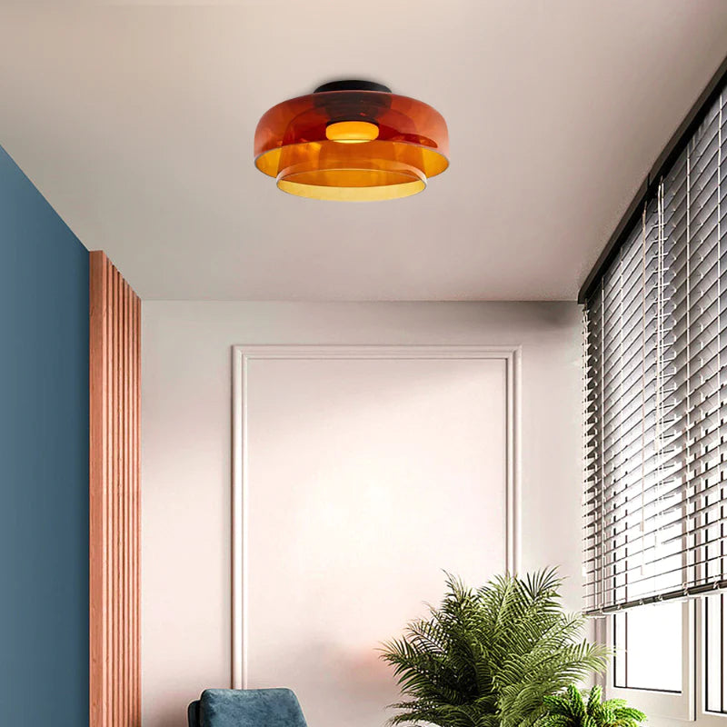 Design Glazen Plafondlamp met Gelaagde Structuur — Elegant Lichtspel voor Eetkamer, Woonkamer en Slaapkamer | Sansoti