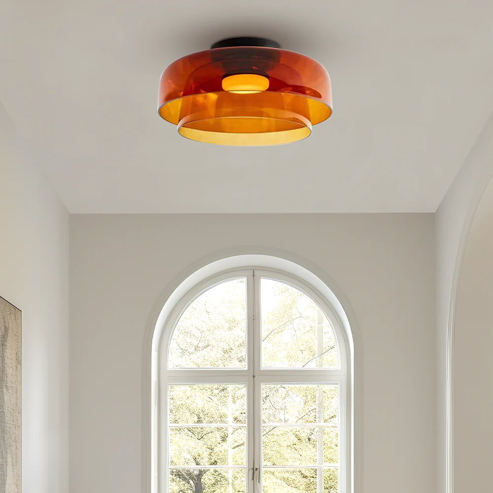 Design Glazen Plafondlamp met Gelaagde Structuur — Elegant Lichtspel voor Eetkamer, Woonkamer en Slaapkamer | Sansoti