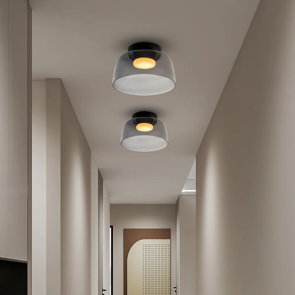 Design Glazen Plafondlamp met Gelaagde Structuur — Elegant Lichtspel voor Eetkamer, Woonkamer en Slaapkamer | Sansoti