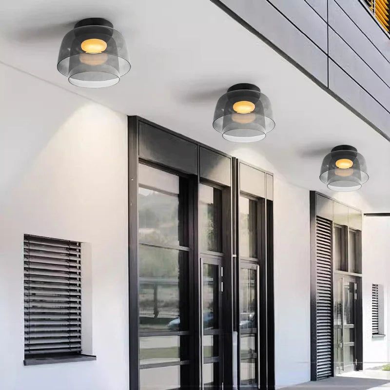 Design Glazen Plafondlamp met Gelaagde Structuur — Elegant Lichtspel voor Eetkamer, Woonkamer en Slaapkamer | Sansoti