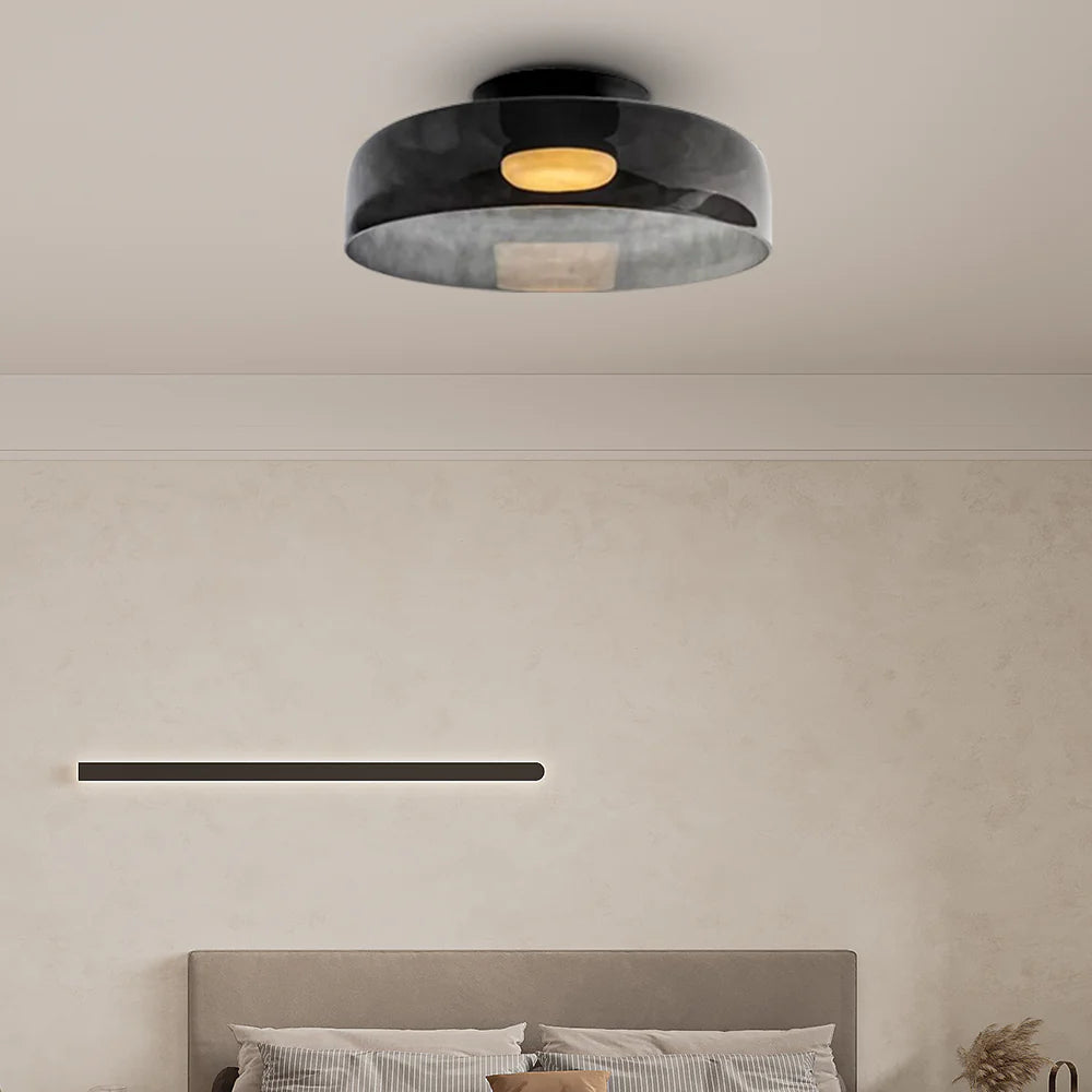 Design Glazen Plafondlamp met Gelaagde Structuur — Elegant Lichtspel voor Eetkamer, Woonkamer en Slaapkamer | Sansoti