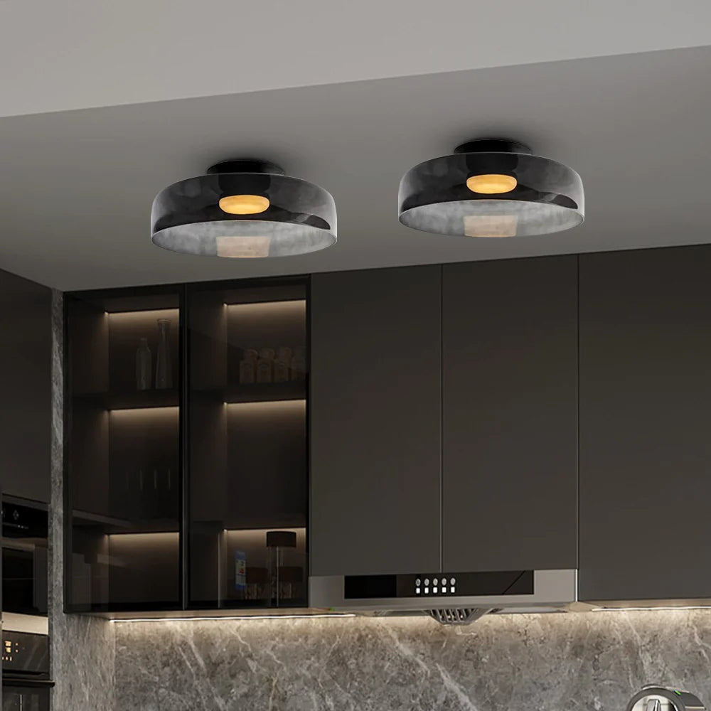 Design Glazen Plafondlamp met Gelaagde Structuur — Elegant Lichtspel voor Eetkamer, Woonkamer en Slaapkamer | Sansoti