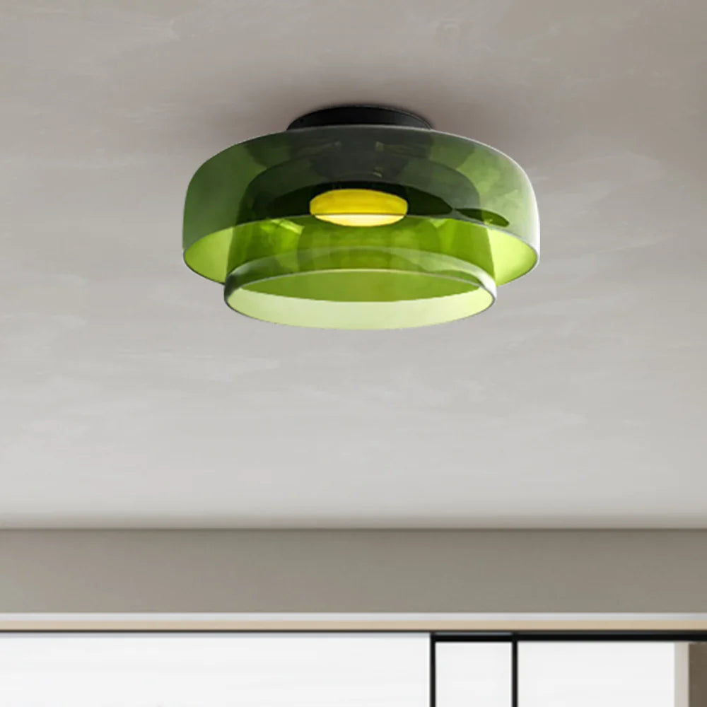 Design Glazen Plafondlamp met Gelaagde Structuur — Elegant Lichtspel voor Eetkamer, Woonkamer en Slaapkamer | Sansoti