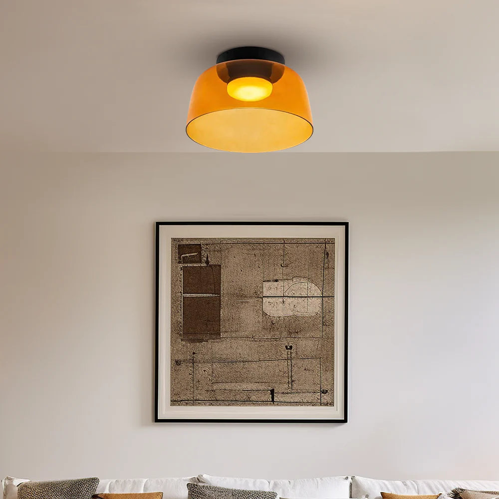 Design Glazen Plafondlamp met Gelaagde Structuur — Elegant Lichtspel voor Eetkamer, Woonkamer en Slaapkamer | Sansoti