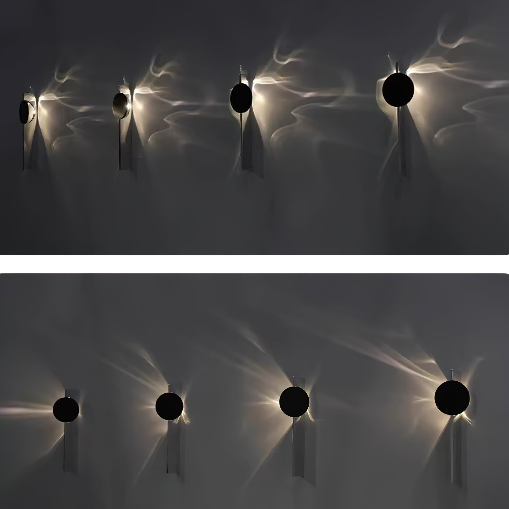 Kinetic Shadow Wandlamp Sculptuur met Verchroomde Schaduwprojectie | Sansoti