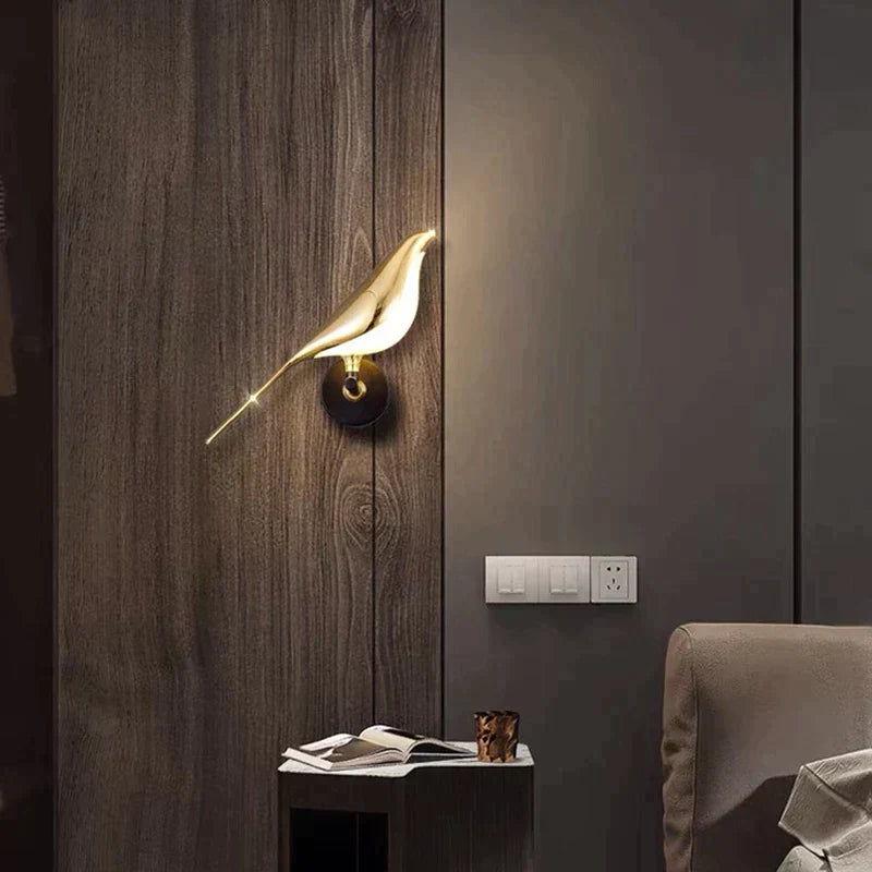 LED Wandlamp Vogel Design Goud Modern Sfeerlicht Woonkamer Slaapkamer Hal Energiezuinig Decoratief Interieur | Sansoti