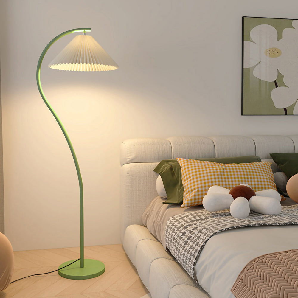 Geplooide Vloerlamp met Stoffen Kap – Modern Design Zwart Beige Groen Goud – 155cm Hoog E26/E27 – Dimbaar | Sansoti