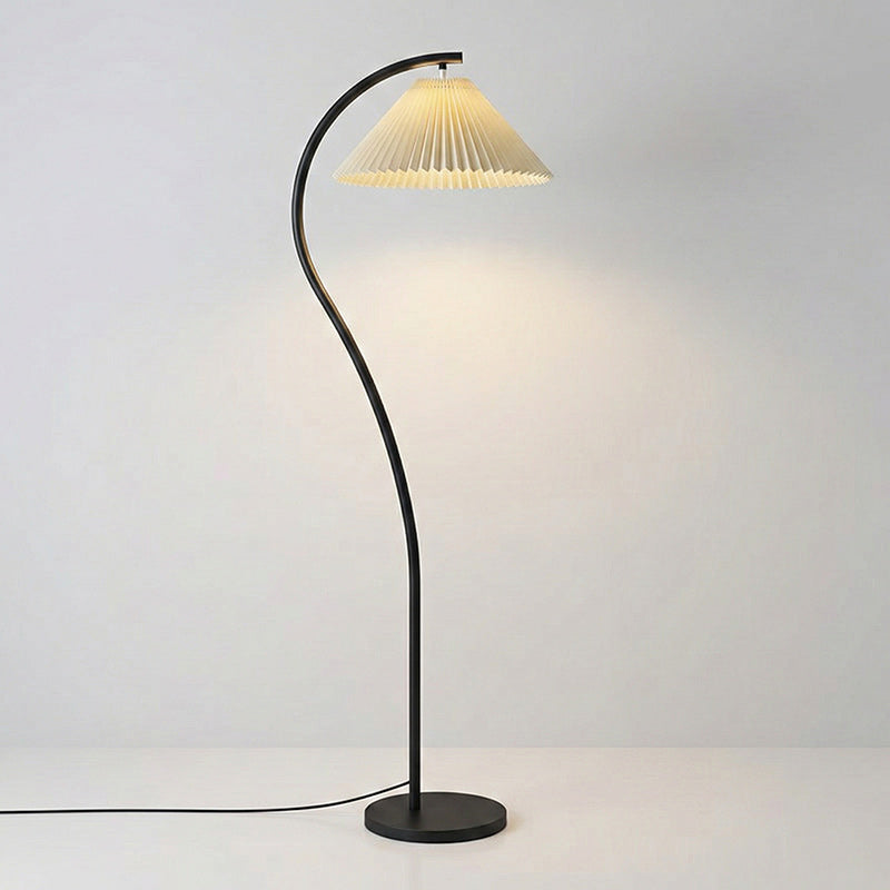 Geplooide Vloerlamp met Stoffen Kap – Modern Design Zwart Beige Groen Goud – 155cm Hoog E26/E27 – Dimbaar | Sansoti