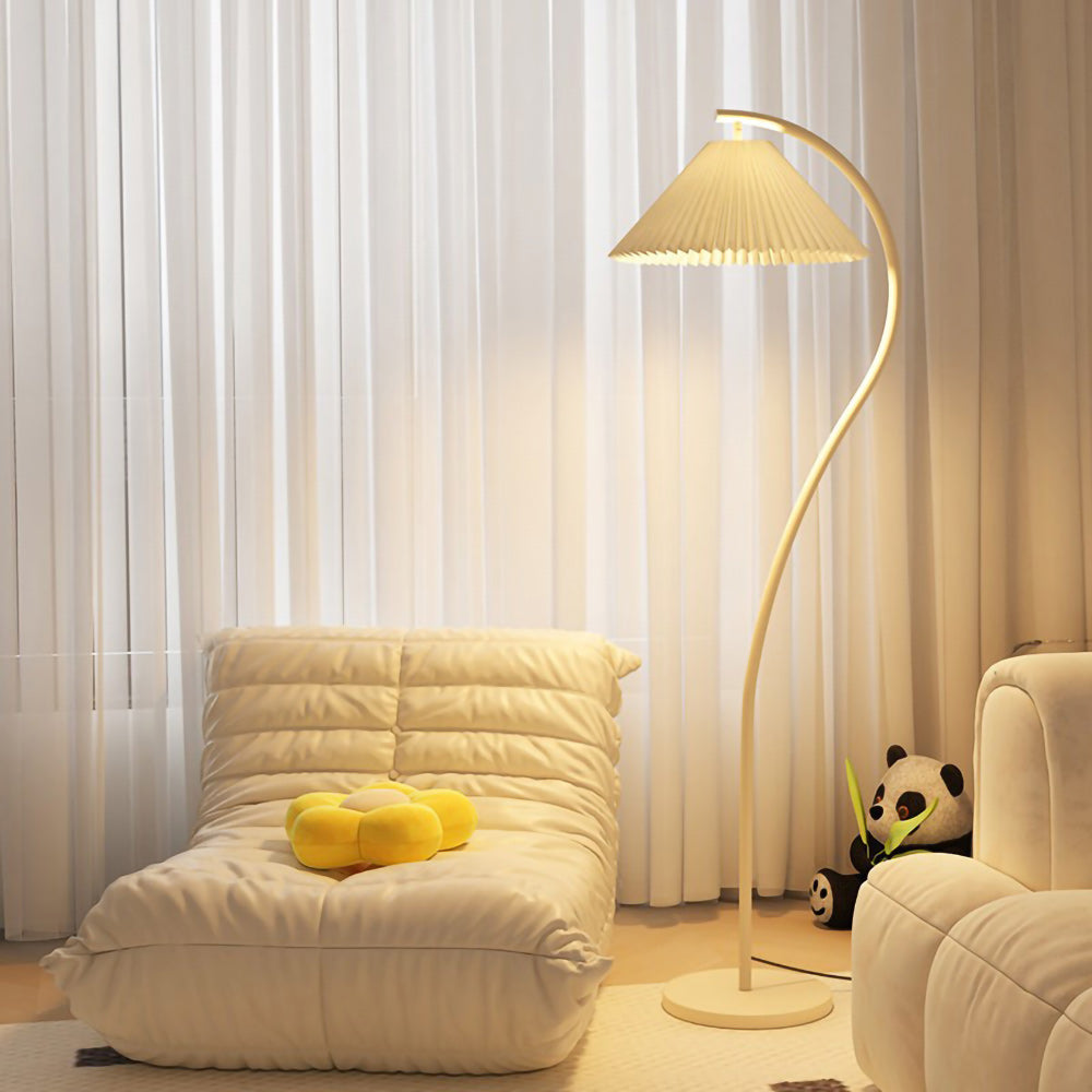 Geplooide Vloerlamp met Stoffen Kap – Modern Design Zwart Beige Groen Goud – 155cm Hoog E26/E27 – Dimbaar | Sansoti