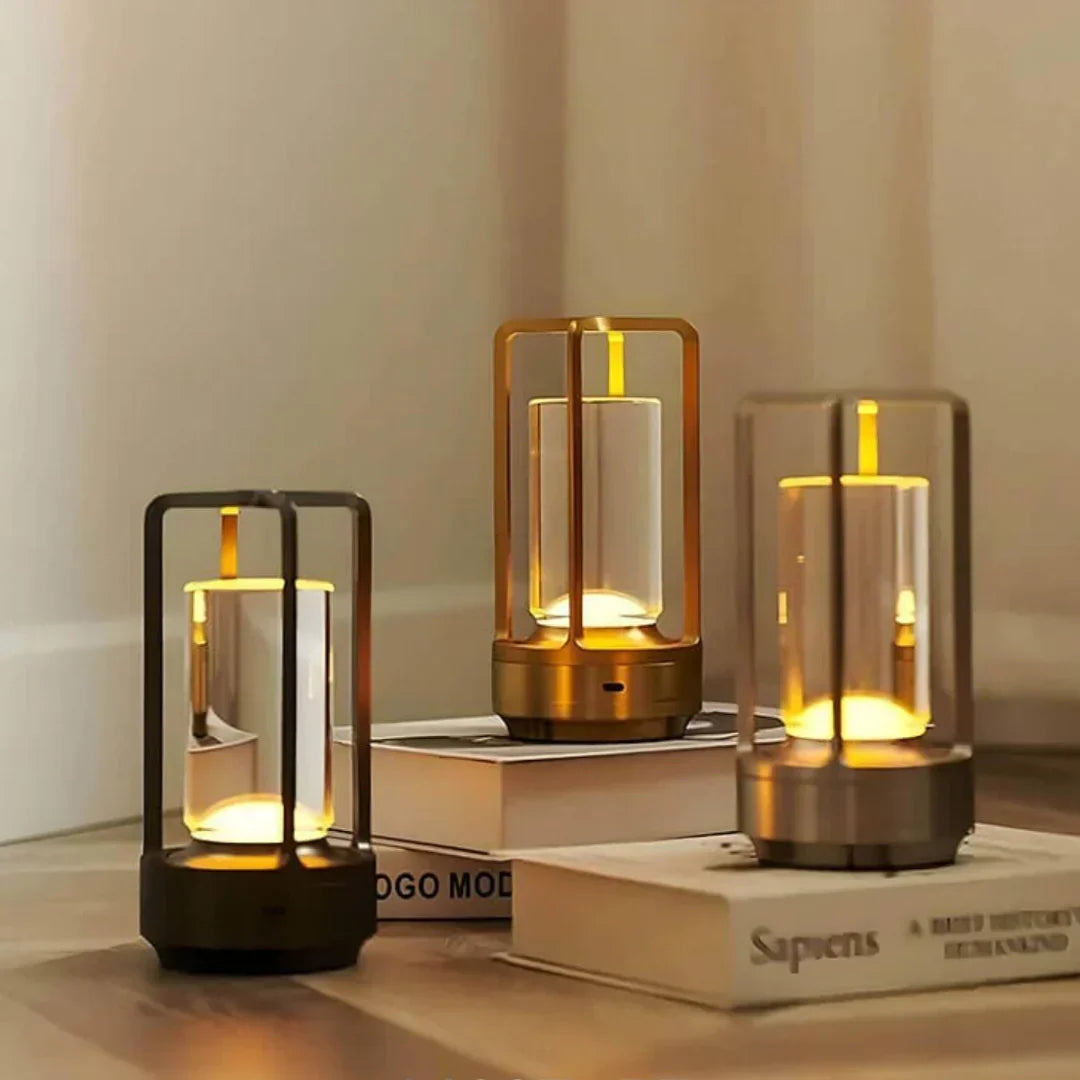 Elegant Table Lamp Crystal Glass Dimmable 3 Light Settings Rechargeable 18 Hour Battery Wireless 2600mAh For Living Room Bedroom Office Outdoor | Sansoti