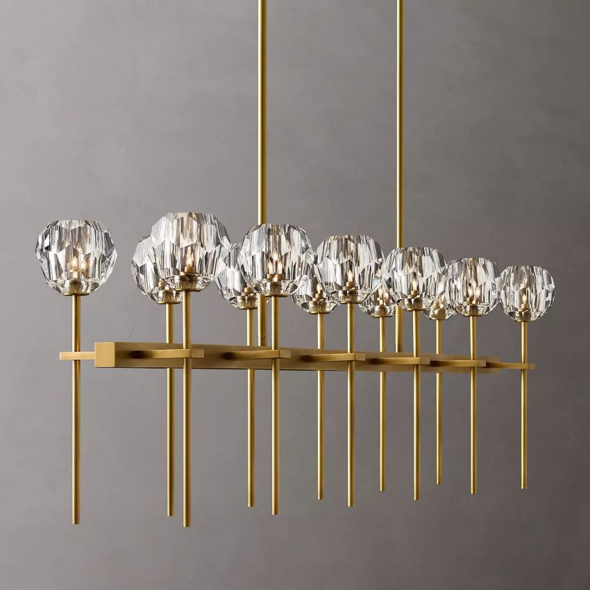 Kristallen Kroonluchter met Messing Frame en LED Verlichting voor Eetkamer Woonkamer Entree Plafondlamp | Sansoti