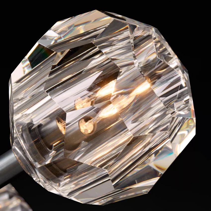 Suspension en verre avec boule en cristal Ø13cm Laiton Noir Nickel Salon Salle à manger Chambre Éclairage LED | Sansoti