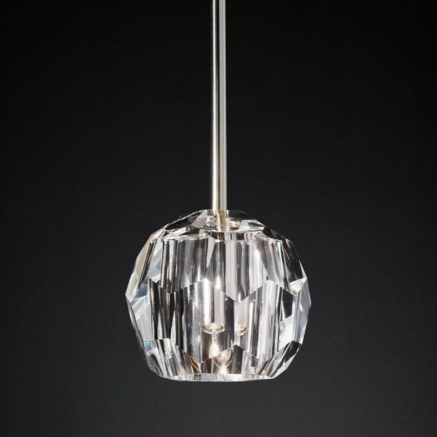 Suspension en verre avec boule en cristal Ø13cm Laiton Noir Nickel Salon Salle à manger Chambre Éclairage LED | Sansoti