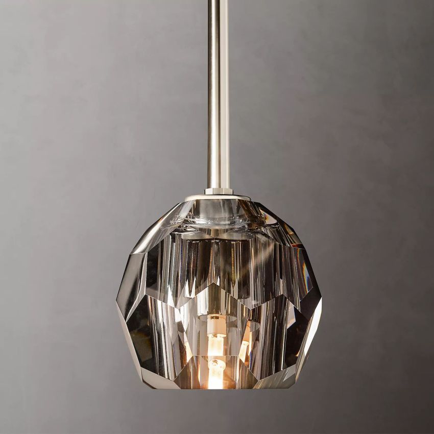Suspension en verre avec boule en cristal Ø13cm Laiton Noir Nickel Salon Salle à manger Chambre Éclairage LED | Sansoti