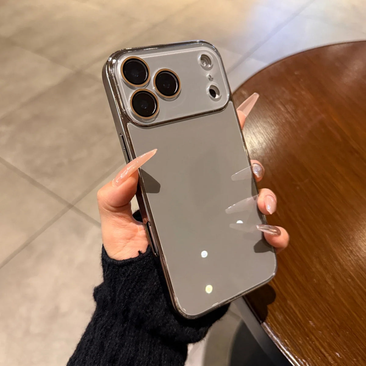 Glass iPhone Case with Camera Protection and Electroplated Sides for Premium Grip and Stylish Look | Sansoti