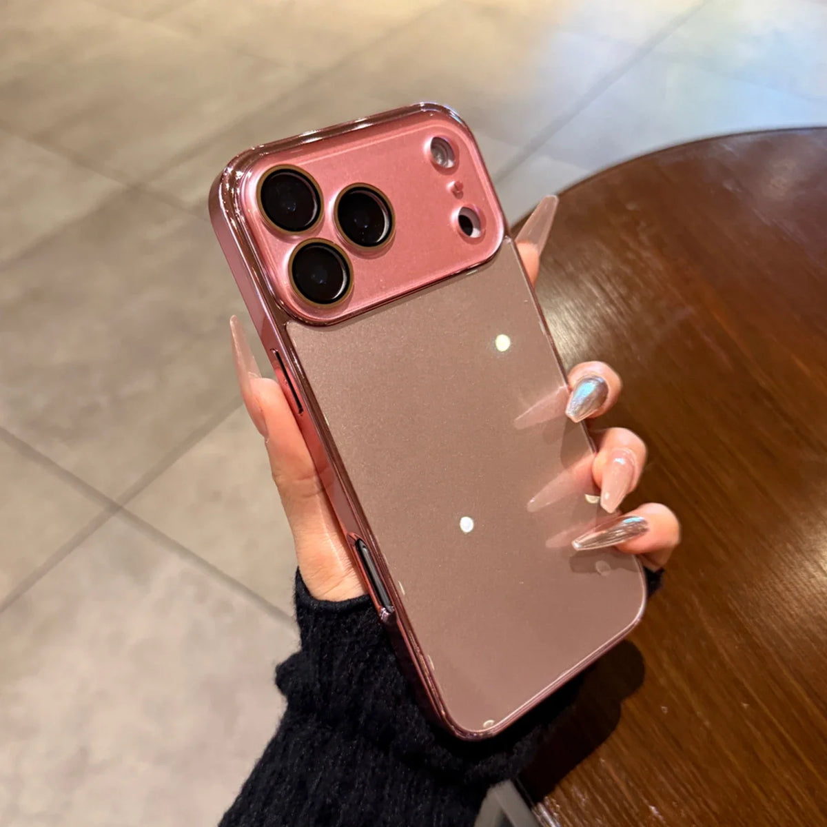Glass iPhone Case with Camera Protection and Electroplated Sides for Premium Grip and Stylish Look | Sansoti