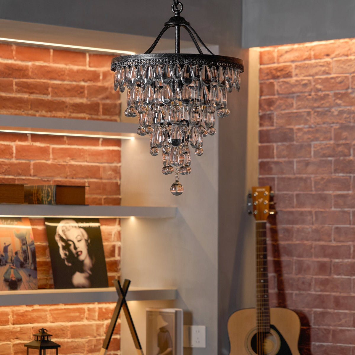 Lustre en cristal avec finition bronze antique et suspension à chaîne – Éclairage décoratif exclusif | Sansoti