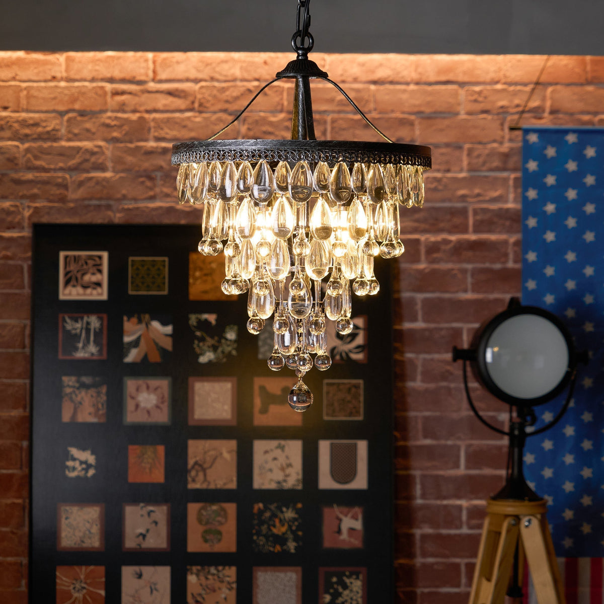 Lustre en cristal avec finition bronze antique et suspension à chaîne – Éclairage décoratif exclusif | Sansoti