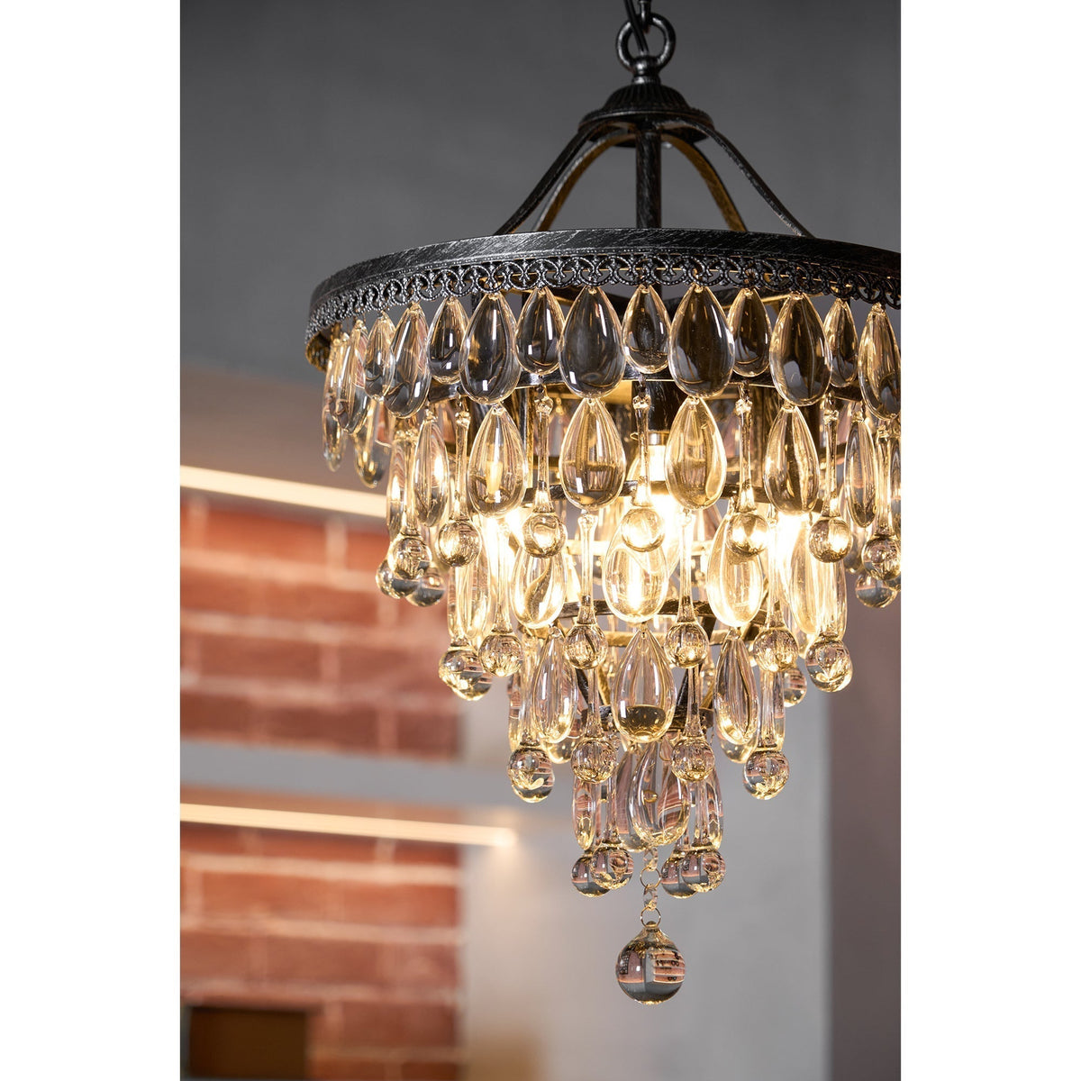 Lustre en cristal avec finition bronze antique et suspension à chaîne – Éclairage décoratif exclusif | Sansoti