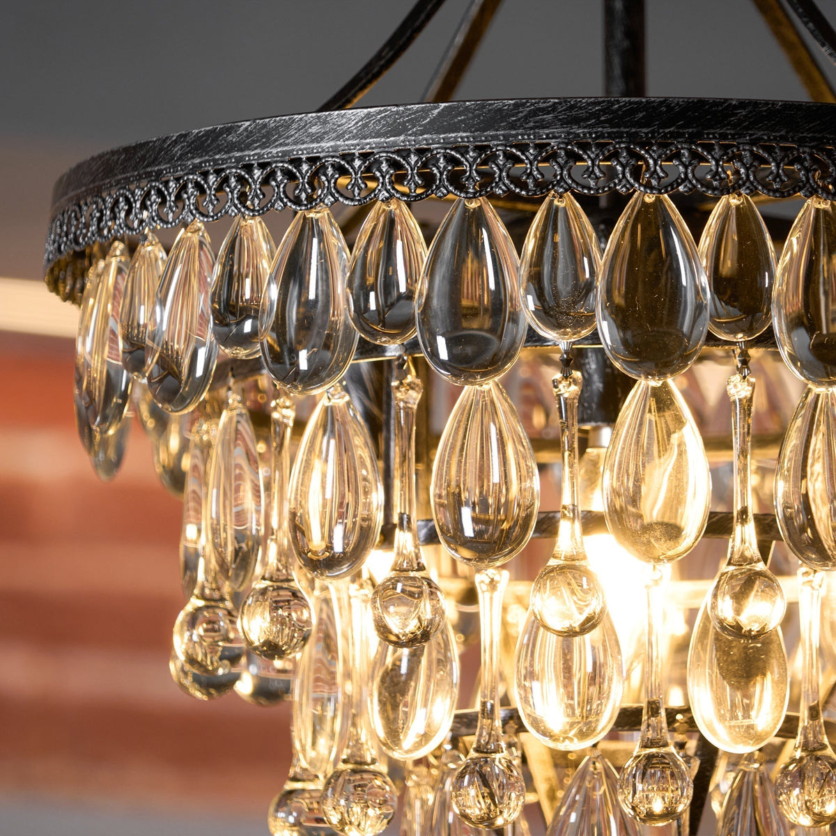 Lustre en cristal avec finition bronze antique et suspension à chaîne – Éclairage décoratif exclusif | Sansoti