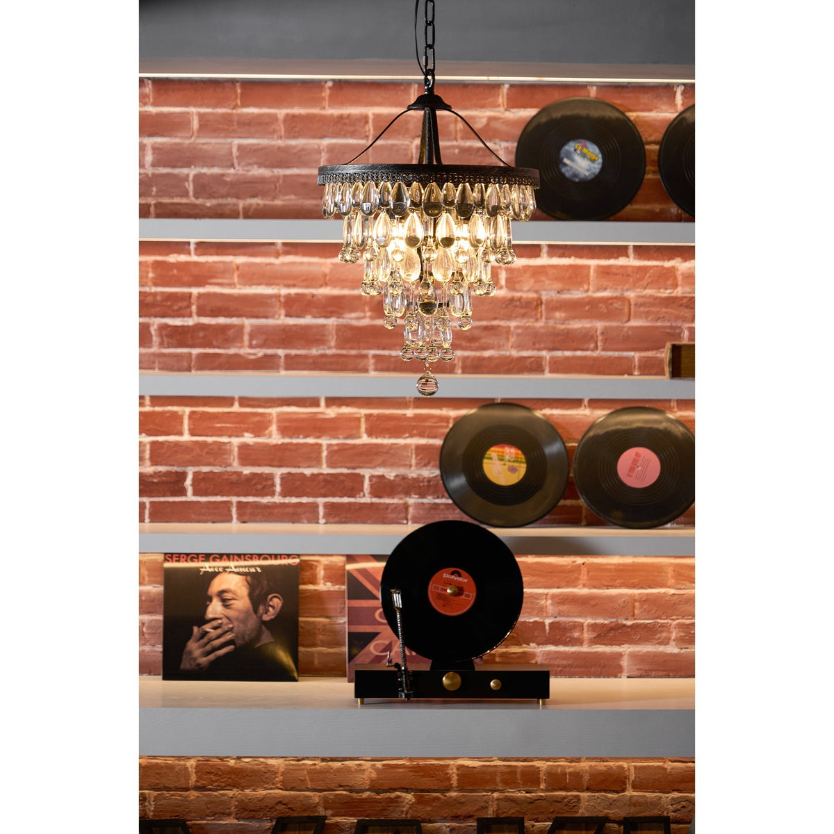Lustre en cristal avec finition bronze antique et suspension à chaîne – Éclairage décoratif exclusif | Sansoti