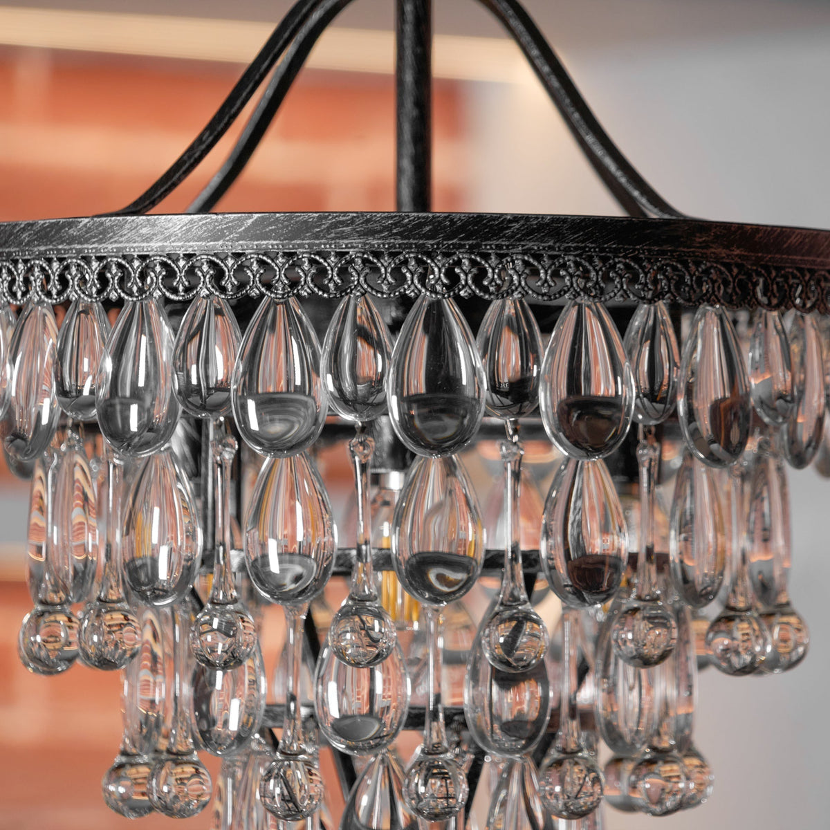 Lustre en cristal avec finition bronze antique et suspension à chaîne – Éclairage décoratif exclusif | Sansoti