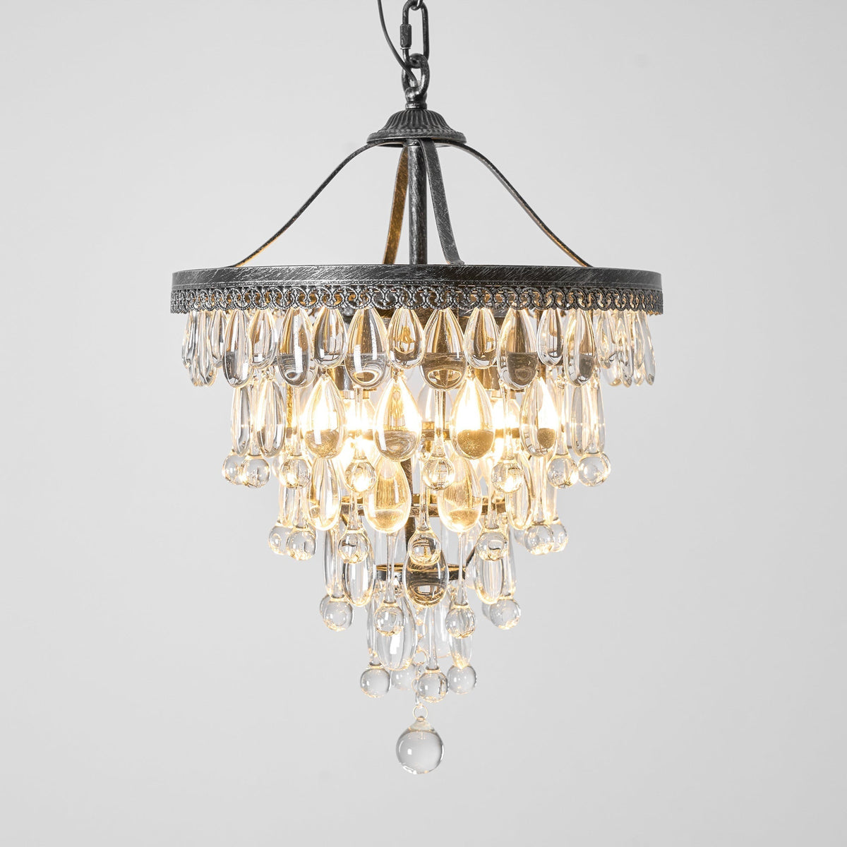 Lustre en cristal avec finition bronze antique et suspension à chaîne – Éclairage décoratif exclusif | Sansoti