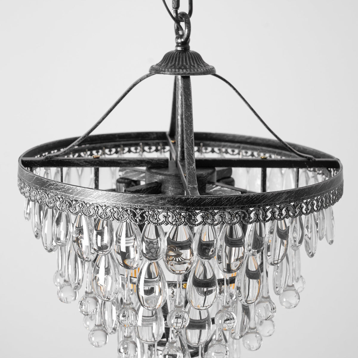 Lustre en cristal avec finition bronze antique et suspension à chaîne – Éclairage décoratif exclusif | Sansoti