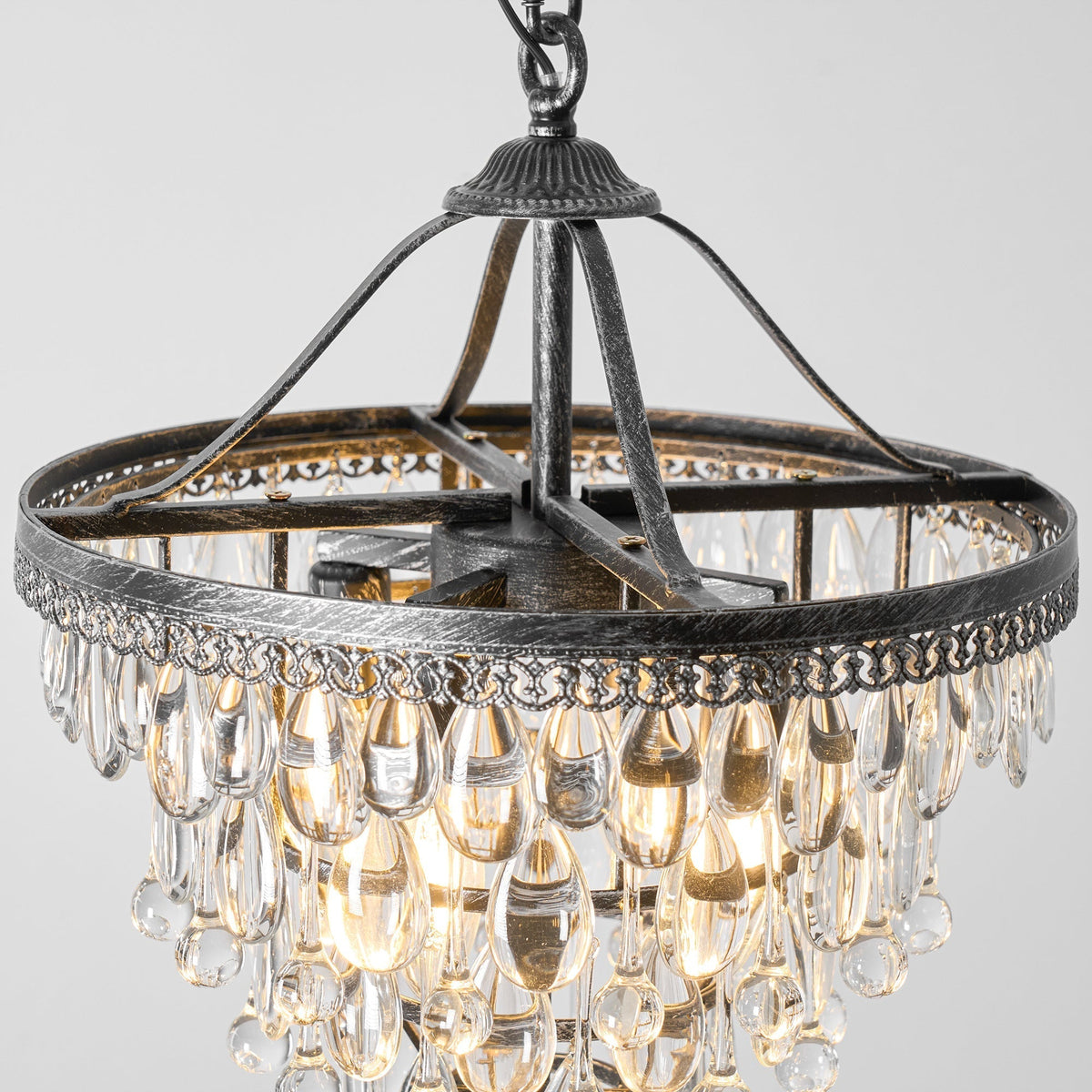 Lustre en cristal avec finition bronze antique et suspension à chaîne – Éclairage décoratif exclusif | Sansoti