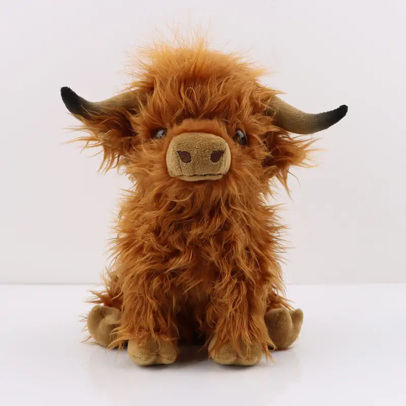 Hooglandkoe Knuffel 25cm – Zacht Pluche Speeltier in Blauw, Bruin, Wit of Zwart | Sansoti