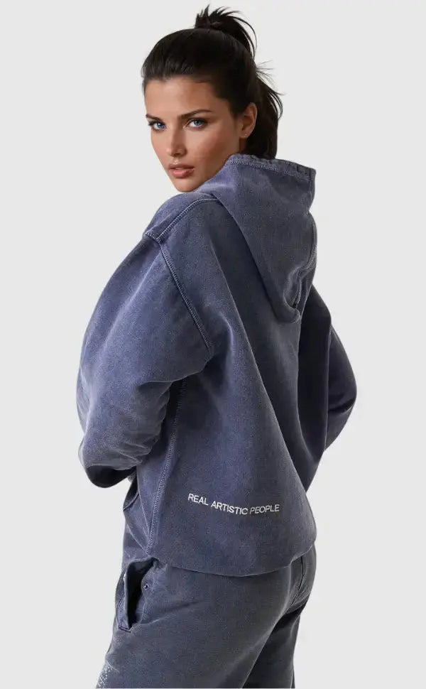 Oversized Hoodie met Strass Opschrift Unisex Casual Streetwear Vintage Look Kangoeroezak Comfortabele Sweater | Sansoti