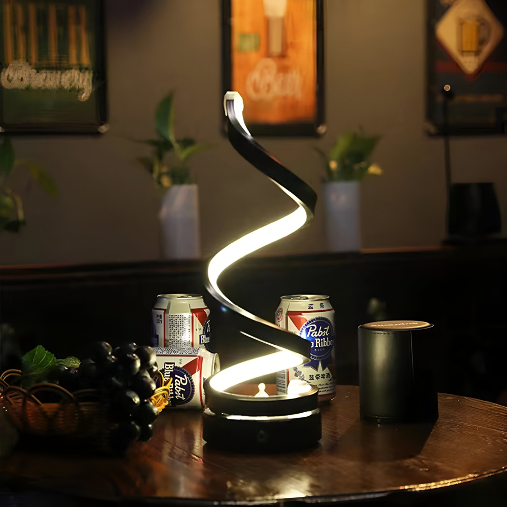 Tafellamp LED Spiraal Dimbaar 3 Lichtkleuren USB Aluminium Zwart | Sansoti